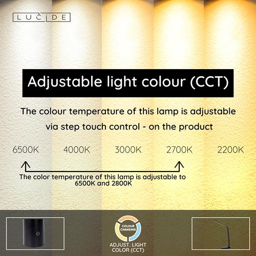 Lucide ALDWIN - Desk lamp - LED Dim. - CCT - 1x8W 2800K/6500K - Black - USP